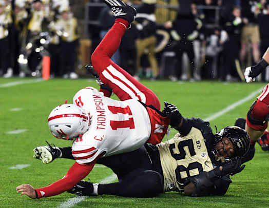 Casey Thompson sacked 2022 Nebraska vs Purdue football USATSI_19242325